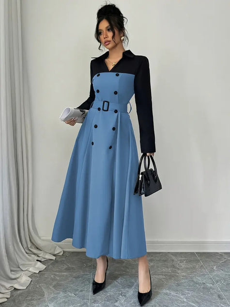 Damen-Midikleid in Zwei-Tönen