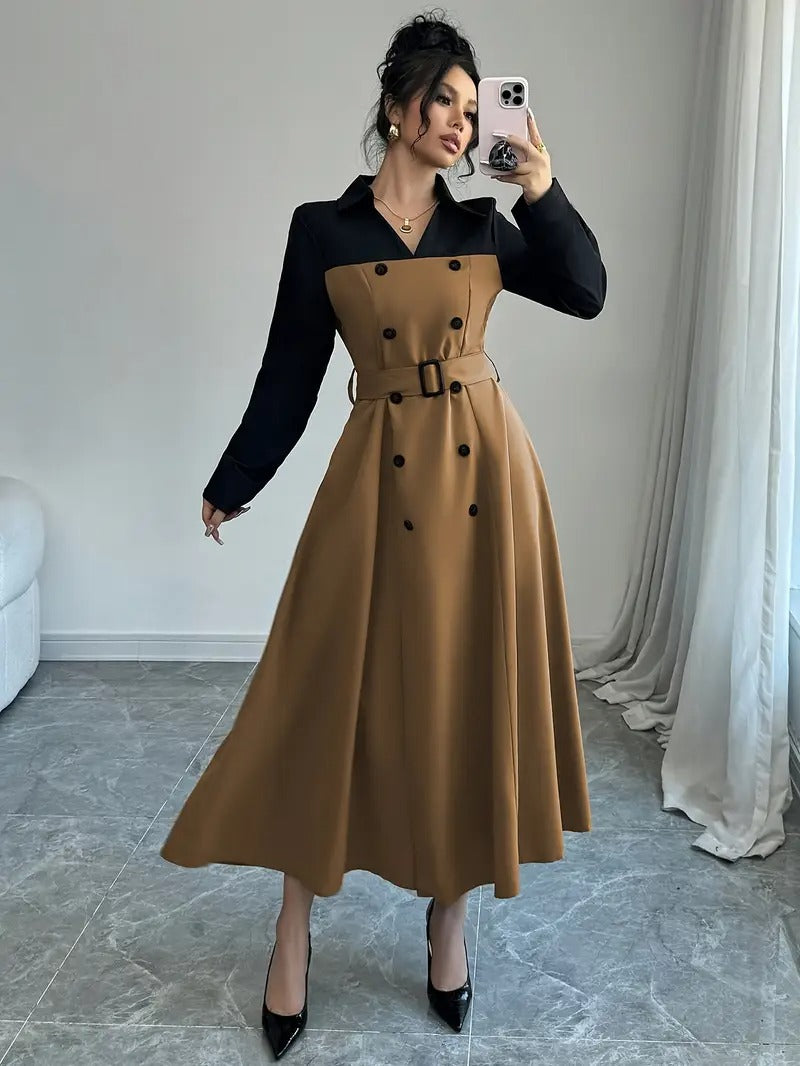 Damen-Midikleid in Zwei-Tönen