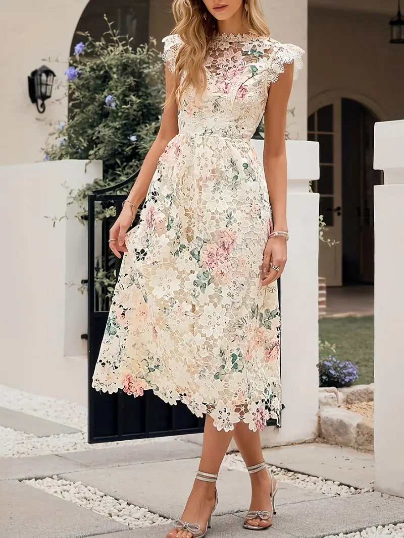 Damen-Spitzenkleid mit Blumenmuster