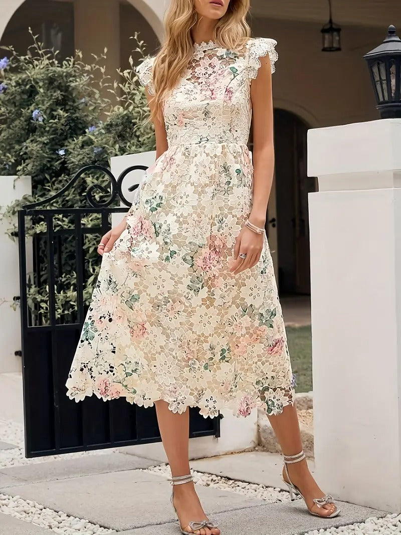 Damen-Spitzenkleid mit Blumenmuster