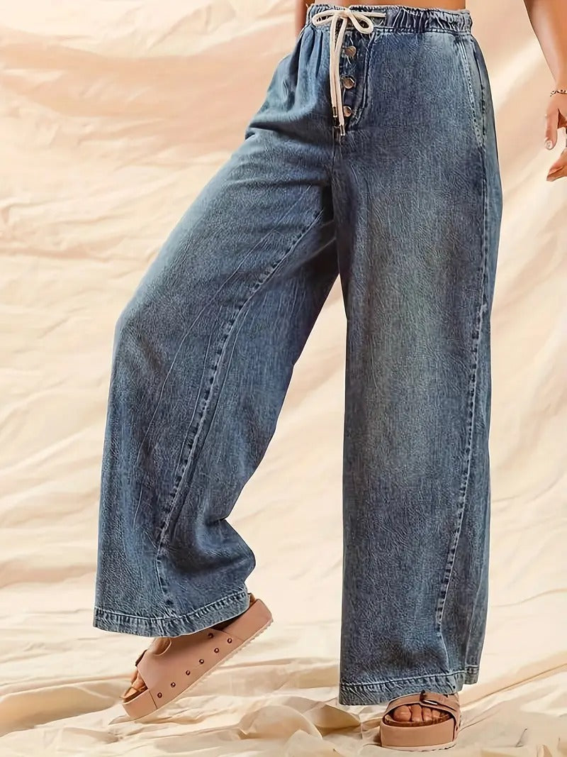 Damenhose mit Hoher Taille und Kordelzug