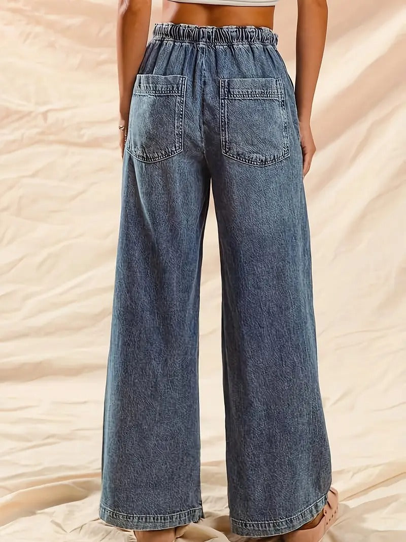 Damenhose mit Hoher Taille und Kordelzug