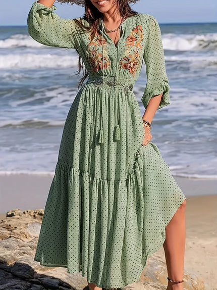 Damen Midikleid mit Punktmuster