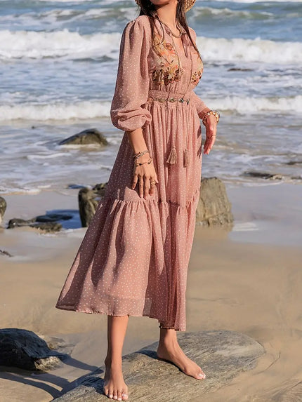 Damen Midikleid mit Punktmuster