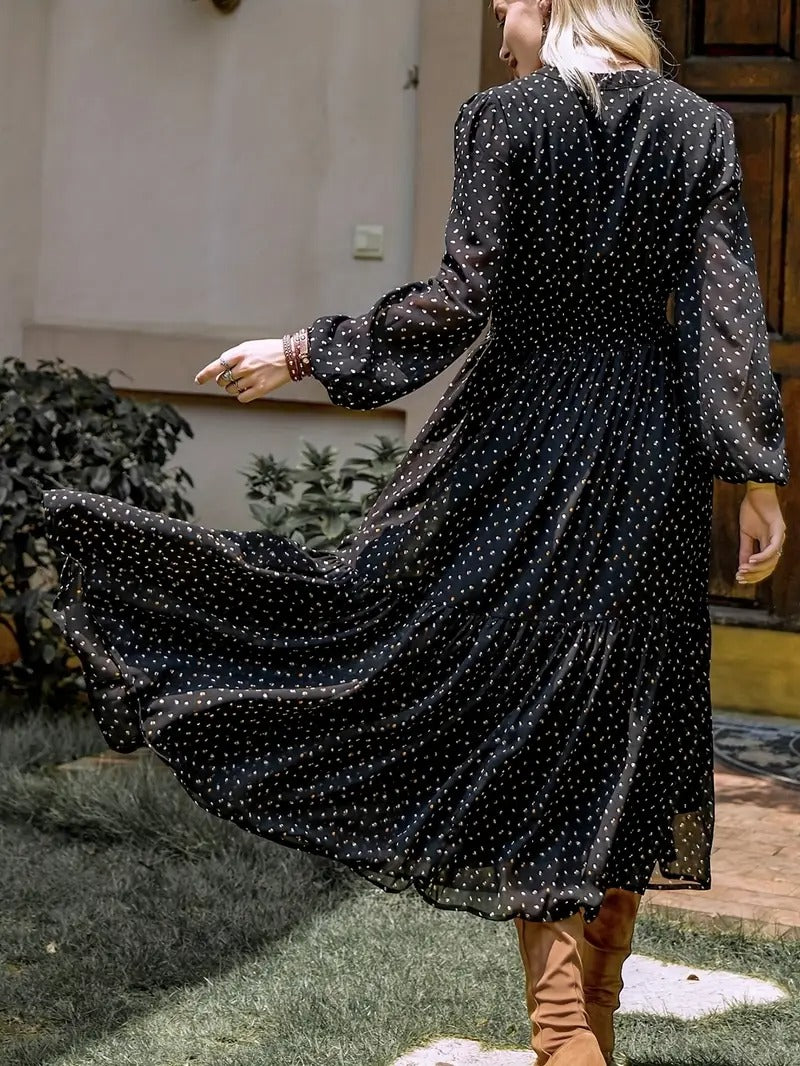 Damen Midikleid mit Punktmuster