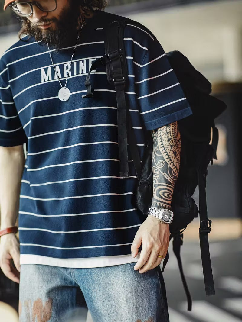 Herren Gestreiftes T-Shirt mit Print