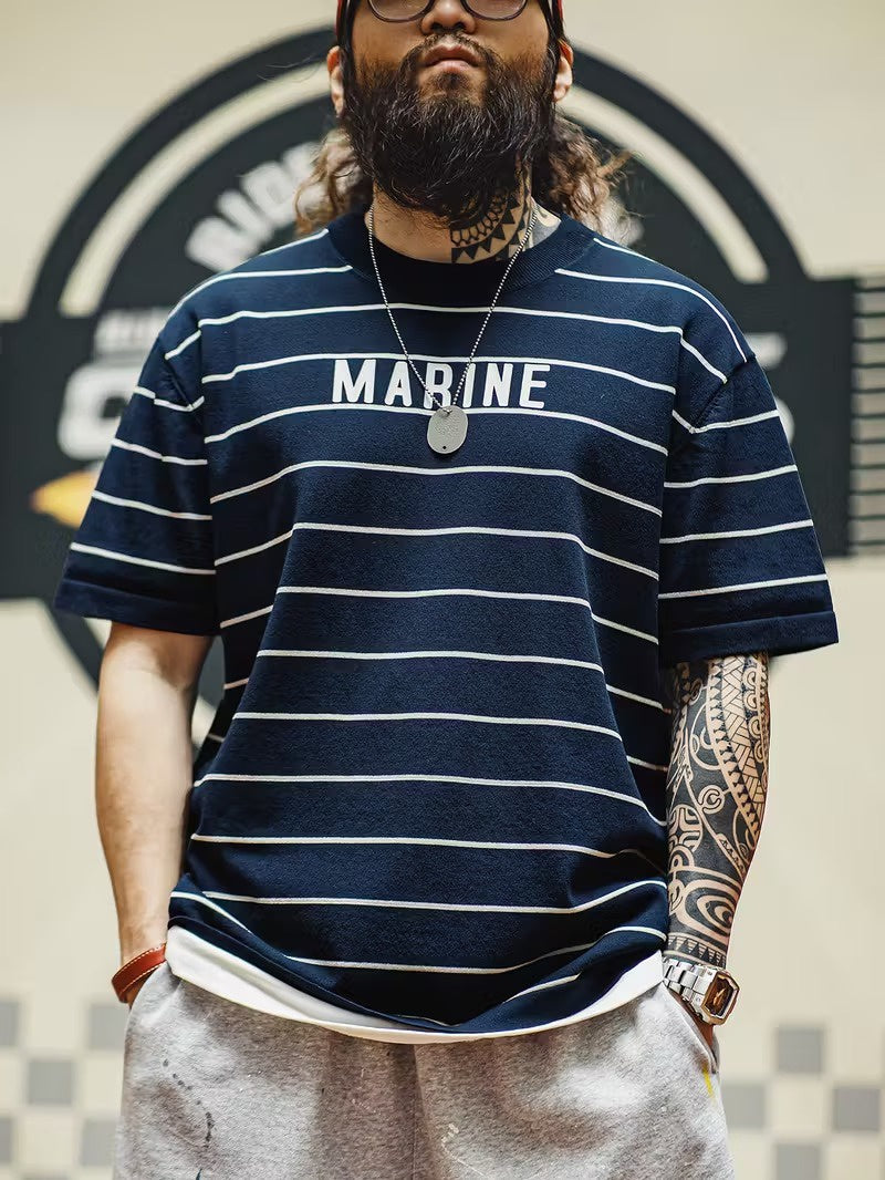 Herren Gestreiftes T-Shirt mit Print