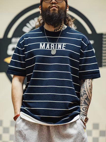 Herren Gestreiftes T-Shirt mit Print